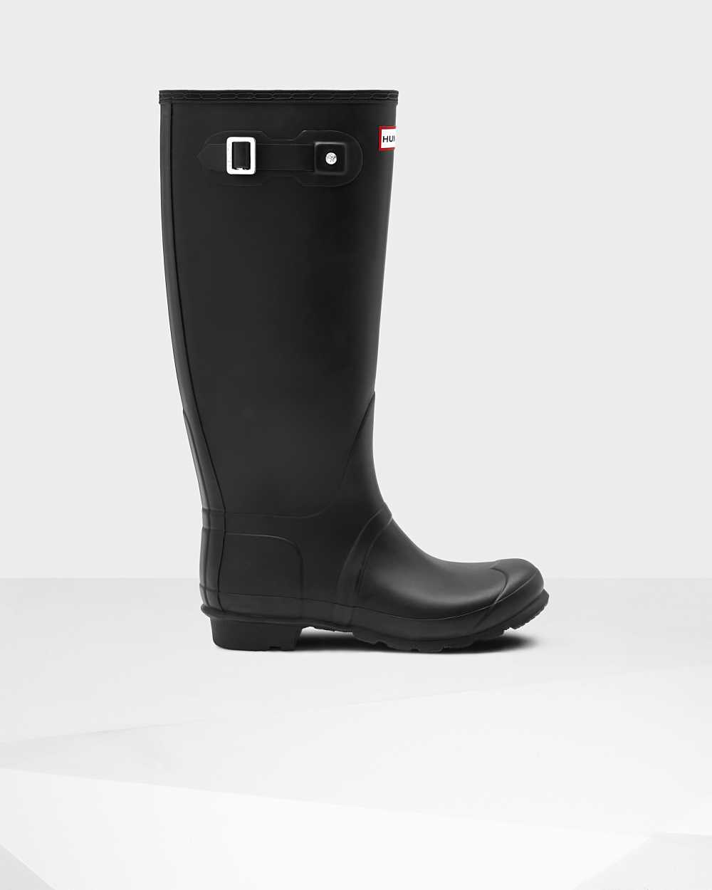 Womens Hunter Original Tall Wide Leg Rain Boots Black | OJLZNX-312